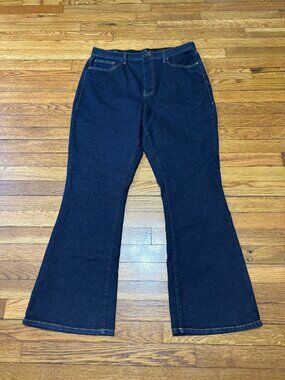 LuLaRoe Women's Flare Jeans Size 32 36x32 Blue Dark Wash Comfort Waist Denim